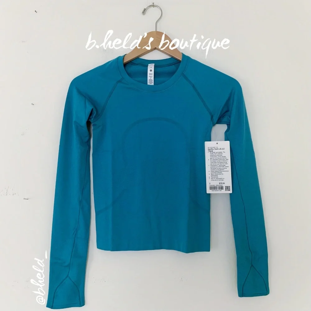 lululemon Swiftly Tech Long Sleeve Shirt 2.0 *Race Length Oceanic Size 2 New NWT